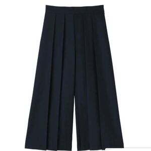 Unisex Viral Muji Hakama Traditional Japanese Wide Leg Pants Navy Viral Medium